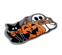 Halloween Rug 16x24" Special Shape Halloween Bath Mat Spooky Water Absorbent Ghost Rug Non-Slip Soft Halloween Bathroom Rug Halloween Decorations for Porches Garages Entryways, Boo Halloween Bath Mat