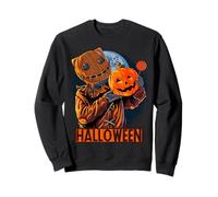 Halloween Sack Masked Man Carrying Pumpkin And Candy Haunted Sweatshirt