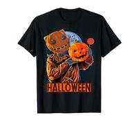 Halloween Sack Masked Man Carrying Pumpkin And Candy Haunted T-Shirt