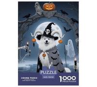 Halloween-Samoyed Jigsaw Puzzle 1000 Pieces Relaxing Entertainment Adults Teens Pet Dog Premium Box Poster 70x50cm/1000pcs