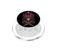 Halloween Samurai Demon Skull Katana Red Moon Oni Mask PopSockets PopGrip for MagSafe
