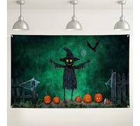 Halloween Scarecrow Backdrop, Spooky Haunted House Party Decorations, Creepy Pumpkin Background for Photography Events, Fall Festival Supplies 71x43 Inch