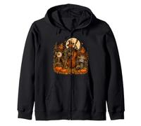 Halloween Scarecrow Band Pumpkin Country Music Horror Zip Hoodie