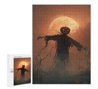 Halloween Scarecrow with Full Moon-1 Puzzle 1000 Teile Schwer Puzzle Spielzeug Lernspiel Impossible Herausforderungsspielzeug Für Erwachsene Kinder 500 PCS