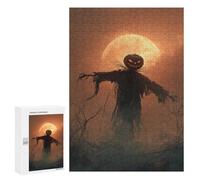 Halloween Scarecrow with Full Moon-1 Puzzle 1000 Teile Schwer Puzzle Spielzeug Lernspiel Impossible Herausforderungsspielzeug Für Erwachsene Kinder 300 PCS