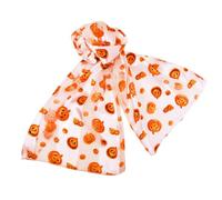 Halloween Scarves for Women Long Lightweight Satin Chiffon Silky Feel Spooky, White, Medium