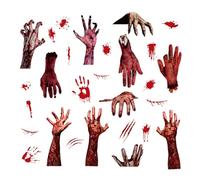Halloween Scary Bloody Hand Wall Decals - 8 Sheets Window Clings for Doors, Glass, Mirrors Indoor Outdoor Haunted House Décor