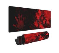 Halloween Scary Bloody Handprint Mouse Pad XL Extended Desk Mat, Non Slip Rubber Base Stitched Edge Gaming Pc Desktop Large Mice Pad,31.5 x 11.8 Inch