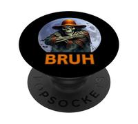 Halloween Scary Bruh Skeleton Under The Full Moon PopSockets Adhesive PopGrip