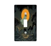 Halloween Scary Cemetery Decorative Light Switch Cover Plate 1 Gang Single Toggle, Vintage Ghost Graveyard Electrical Faceplate for Room, Creepy Spooky Switchcover Switchplate