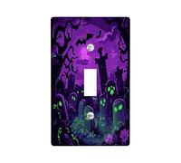 Halloween Scary Cemetery Decorative Light Switch Cover Wall Plate 1 Gang Single Toggle, Horror Spooky Ghost Graveyard Electrical Faceplate for Room, Creepy Scene Switchcover Switchplate