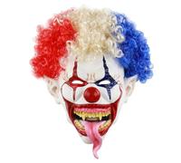 Halloween Scary Clown Wig Set, Green Hair Red Nose Latex Headgear + Rainbow/Crazy Afro Wigs, Colorful Curly Wig for Adults Kids Men Women, Halloween Cosplay Costume Accessory