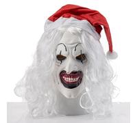 Halloween Scary Dress Costume Terrifier Art Mask for Adults,Creepy Fancy Eco-Friendly Natural Latex Clown Mask with Hair,One Size Fits Most