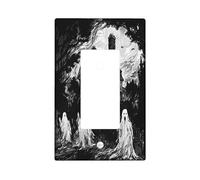 Halloween Scary Haunted House Decorative Light Switch Cover Plate 1 Gang Single Rocker, Vintage Horror Castle Ghost Electrical Faceplate for Room, Creepy Switchcover Switchplate