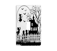 Halloween Scary Haunted House Decorative Light Switch Cover Plate 1 Gang Single Toggle, Black Spooky Witch Castle Electrical Switchplate, Horror Creepy Electrical Faceplate for Bedroom Room