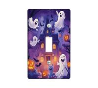 Halloween Scary Haunted House Decorative Light Switch Cover Plate 1 Gang Single Toggle, Fun Horror Castle Ghost Electrical Faceplate for Room, Spooky Creepy Switchcover Switchplate