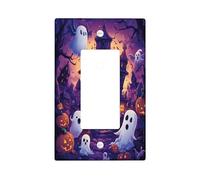 Halloween Scary Haunted House Decorative Light Switch Cover Wall Plate 1 Gang Single Rocker, Fun Horror Castle Ghost Electrical Faceplate for Room, Spooky Creepy Switchcover Switchplate