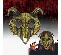 Halloween Scary Headgear Fork Headgear Bloody Creepy Horrific Devil Head Costumer Evil Dead Cosplay Party Props Old Man Mask(Gold5,One Size)