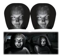 Halloween Scary Headrest Covers For Cars 2PCS, Elastic ghost faces Headrest Covers For Halloween, Suitable For Halloween, Cosplay, Nighttime Drives, Spooky Car Interior Accessories (Silent Ghost)