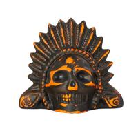 Halloween Scary Hell Death Whistle with Hanging Rope & Storage Bag Black Spooky Skull Ceramic Whistles (B-Orange, 12.5cm*8.3cm*8.3cm)