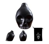 Halloween Scary Hell Death Whistle with Hanging Rope & Storage Bag Black Spooky Skull Ceramic Whistles (A-Black, 5.8cm*7.4cm*8.3cm)
