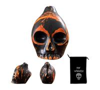 Halloween Scary Hell Death Whistle with Hanging Rope & Storage Bag Black Spooky Skull Ceramic Whistles (A-Orange, 5.8cm*7.4cm*8.3cm)