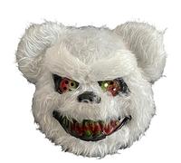 Halloween Scary Mask Bear Rabbit Bunny Mask Bloody Plush Rabbit Headgear Realistic Creepy Bunny Mask Head Bear For Cosplay Costume Props Halloween Party Decor (White Bear)