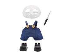 Halloween Scary Mask for 17cm Doll Clothes Set 4 Piece Including Clothes, Mask, Shoes and Hand-Held Toy Premium Handmade Accessories for Halloween Party Play & Display - No Doll
