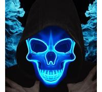 Halloween Scary Mask LED Light Up Mask for Halloween Festival with 3 Flash Modes (blue)