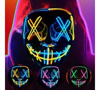 Halloween Scary Mask, Terrifying Mask, Terror Masks, Horror Face Masks for Adults Kids, Rave Party Accessory, Halloween Christmas Carnival Festival Gear (Yellow Blue)