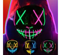 Halloween Scary Mask, Terrifying Masks, Terror Mask, Horror Face Masks for Adults Kids, Rave Party Accessory, Halloween Christmas Carnival Festival Gear （Emerald Green+Pink）