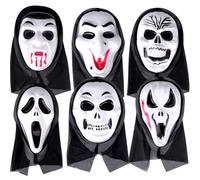 Halloween Scary Masks, 6 PCS Scream Masks for Adults/Kids, Skull Cosplay Mask, Halloween Dress Party Masquerade Scary Bar Anonymous Mask for Men Women C