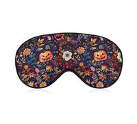 Halloween Scary Pumpkin Head Floral Sleep Mask for Women Men Soft Eye Masks Adjustable Blindfold Sleeping Shade Cover 8 X 4 Inch