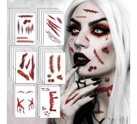 Halloween Scary Scar Stickers Kit - 20 Realistic Fake Wound Tattoos for Adults & Kids | 3D Effect | Water-Resistant | Easy Apply & Remove