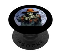 Halloween Scary Skeleton Under The Full Moon PopSockets Adhesive PopGrip