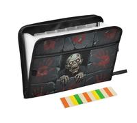 Halloween Scary Vampire Bloody Hands Expandable Hanging File 13 Pockets A4 Letter Size with Zipper Closure for Business