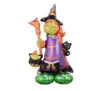Halloween Scary Witch Air-filled Foil Balloon Large Halloween Witch Foil Balloons 48inch Standing Base Aluminium Balloon for Spooky Party Supplies Photograph Background Balloons