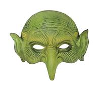 Halloween Scary Witch PU Foam Half Face Green Goblin Mask Cover Headwear Without Chin for Women Girls Cosplay Carnival Party Dress Up Costume Props (Green Witch)
