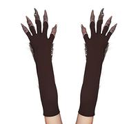 Halloween Scary Wolf Costume Gloves Elbow Long Werewolf Hand Cosplay Gloves Wolf Claw Hands Hairy Beast Animal Glove Fancy Dress Costume Handwear Party Props for Adults