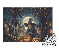 Halloween Scene Puzzle for Adults 1000Pc Recyclable Paper Jack-o'-lantern Jigsaw Puzzles Educational Game Challenge Ideal for Family And Friends Gifts 38x26cm/1000pcs