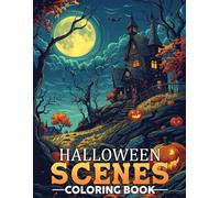 Halloween Scenes Coloring Book: Spooky Night Coloring Pages Featuring Fun Eerie Illustrations, Festive Scenes, and Creative Designs for All Ages