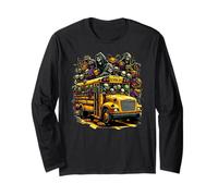 Halloween School Bus Creepy Zombie Monsters Horror Kids Boys Long Sleeve T-Shirt