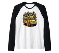 Halloween School Bus Creepy Zombie Monsters Horror Kids Boys Raglan Baseball Tee