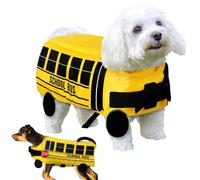 Halloween School Bus Pet Costume Funny Dog Costume Yellow School Bus Life Jacket Swimming Boating Water Flotation Vest Halloween Pet Costume Suit for Dog Cosplay Accessories for Halloween Parties(S)