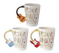 Puckator Ceramic Guitar Handle Mug with Sheet Music Design