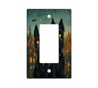 Halloween Scottish Terrier Dog Decorative Light Switch Cover Wall Plate 1 Gang Single Rocker, Spooky Scary Town Electrical Faceplate for Kitchen Bathroom, Pet Switchcover Decor