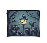 Halloween Scottish Terrier Dog Makeup Bag 7x9 Inch for Travel Purse, Fun Scary Creepy Pattern Cosmetic Pouch for Women, Haunted Houses Portable Canvas Zipper Organizer