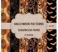 Halloween Scrapbook Paper (22 Designs) - Double Sided 8 x 8" Sheets: Black and Copper Colored, Including Bat, Skull, Spider, Witch, Cat, Pumpkin, & More Patterns