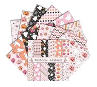 Halloween Scrapbook Paper 24 Sheets 30x30 cm Double Sided Decorative Craft Paper for Scrapbooking Origami Junk Journaling Card Making Decoupage Collages Mixed Media (Pink, 11.8x11.8)