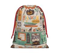 Halloween Scrapbook Printing Soft Drawstring Gift Bag With Red Ribbon Durable For Christmas Halloween For Adults Gifting